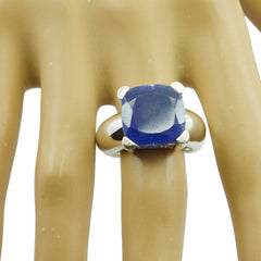 Natalie Blue Solitaire Ring with Sterling Silver Band