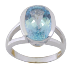 Nora Blue Solitaire Ring Elegant Oval Gemstone Blue Topaz Blue