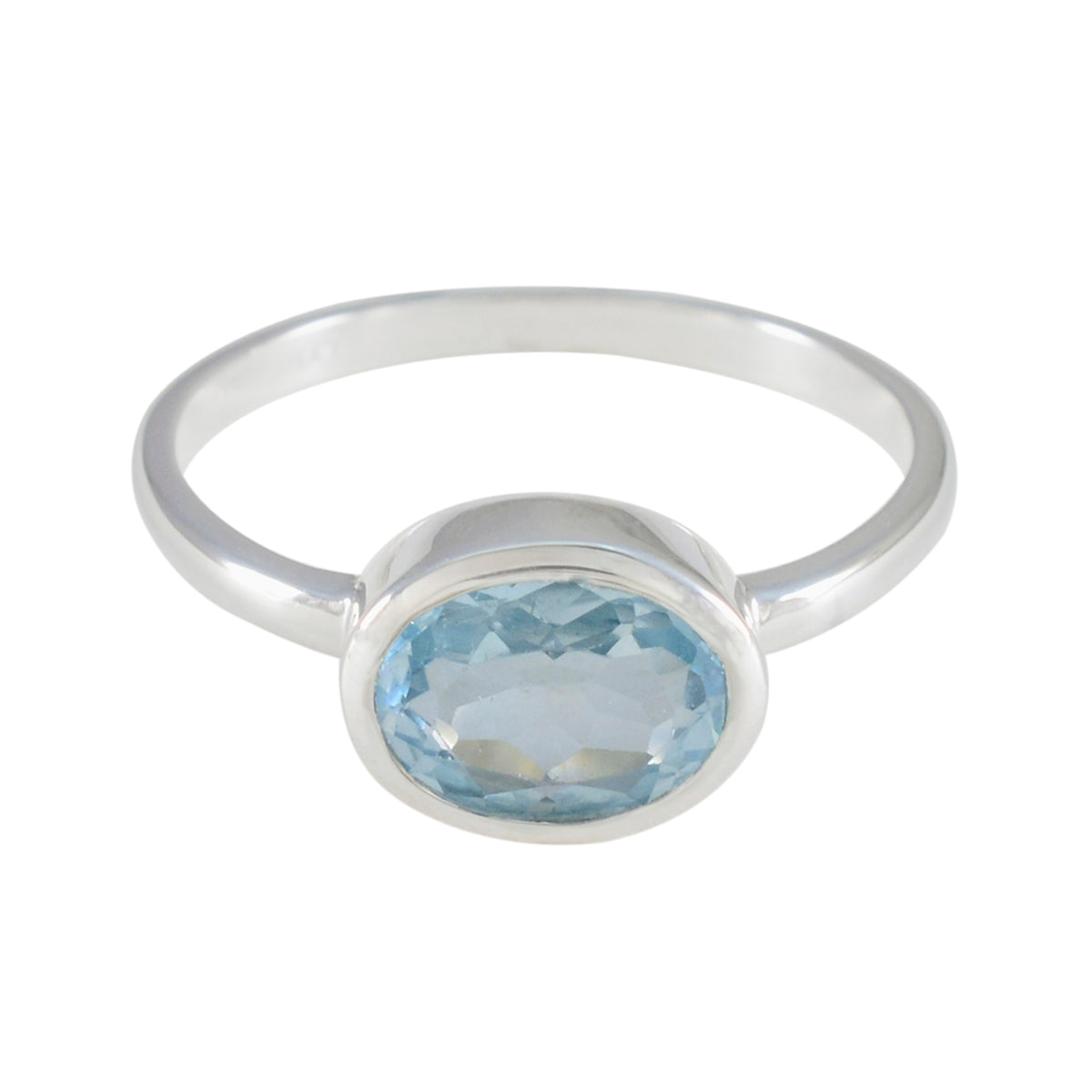 Ayaka Blue Solitaire Ring with Silver Band Blue Topaz Blue