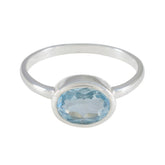 Ayaka Blue Solitaire Ring with Silver Band Blue Topaz Blue