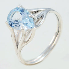 Angel Blue Solitaire Ring Pear-Shaped Gemstone Silver