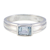 Naomi Blue Solitaire Ring Elegant Silver Band Blue Topaz Blue