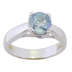 Eliza Blue Solitaire Ring Elegant Silver Gemstone