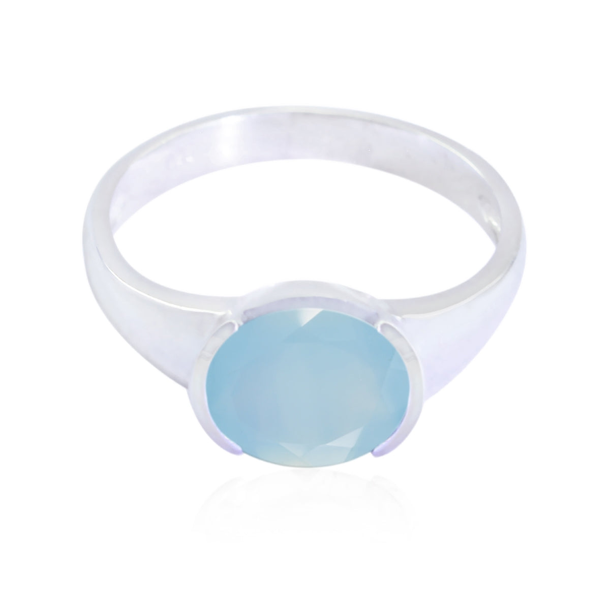 Eliza Contemporary Blue Solitaire Ring Blue Chalcedony Blue
