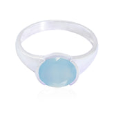 Eliza Contemporary Blue Solitaire Ring Blue Chalcedony Blue