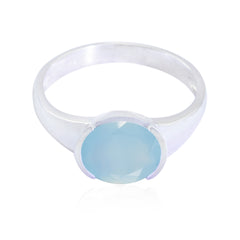Eliza Contemporary Blue Solitaire Ring Blue Chalcedony Blue