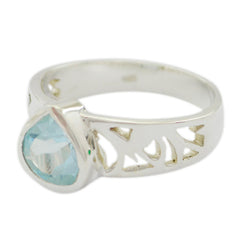 Mia Blue Solitaire Ring with Elegant Silver Band