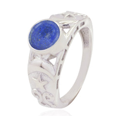Ava Blue Solitaire Ring with Sterling Silver Band