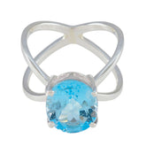 Maria Blue Solitaire Ring with Sterling Silver Band Blue Topaz Blue
