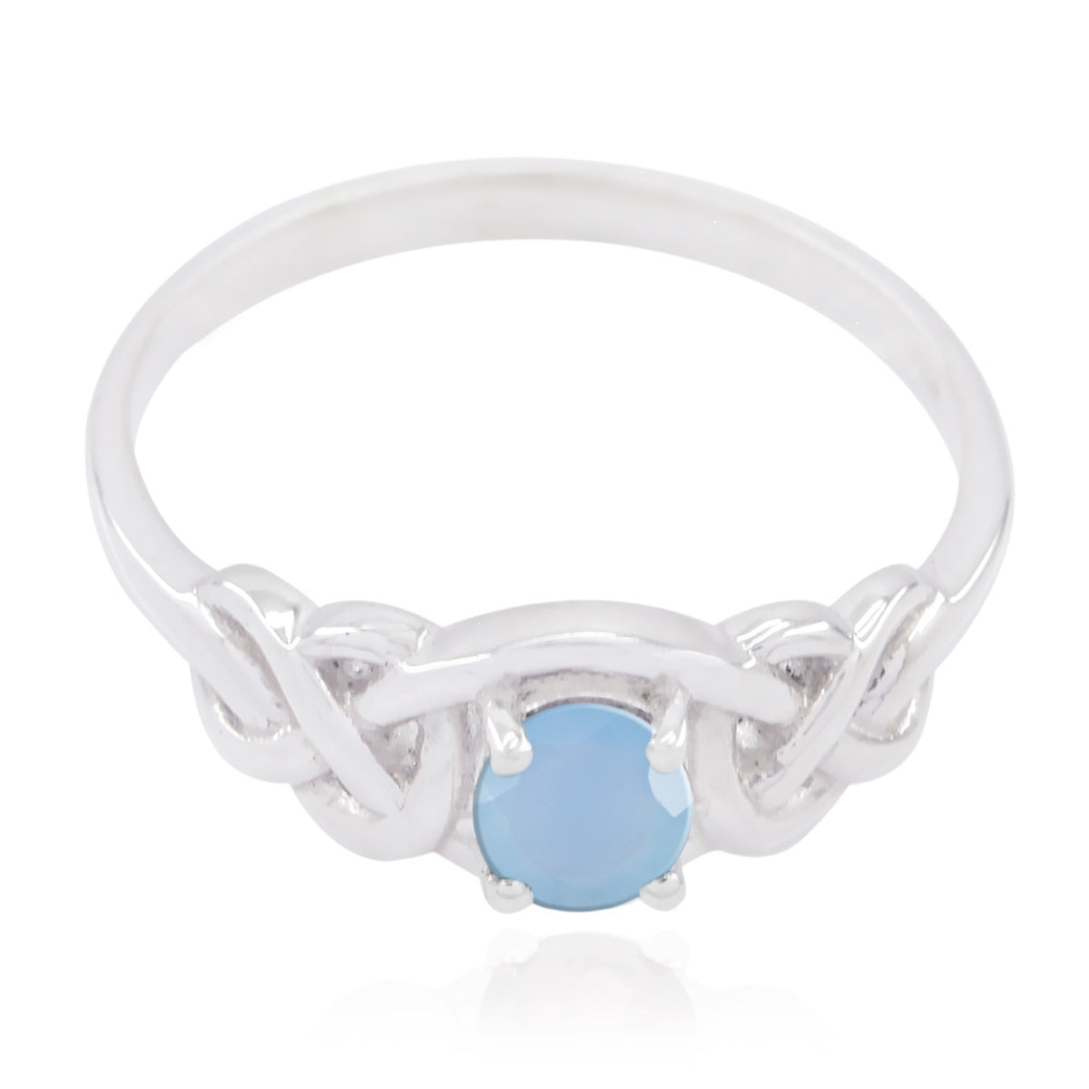 Siti Blue Solitaire Ring with Elegant Silver Design Blue Chalcedony Blue