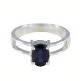 Aria Blue Solitaire Ring Elegant Oval Gemstone Ring Iolite Blue