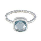 Araya Blue Solitaire Ring with Twisted Silver Band Blue Topaz Blue