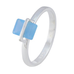 Ying Blue Solitaire Ring with Elegant Silver Band