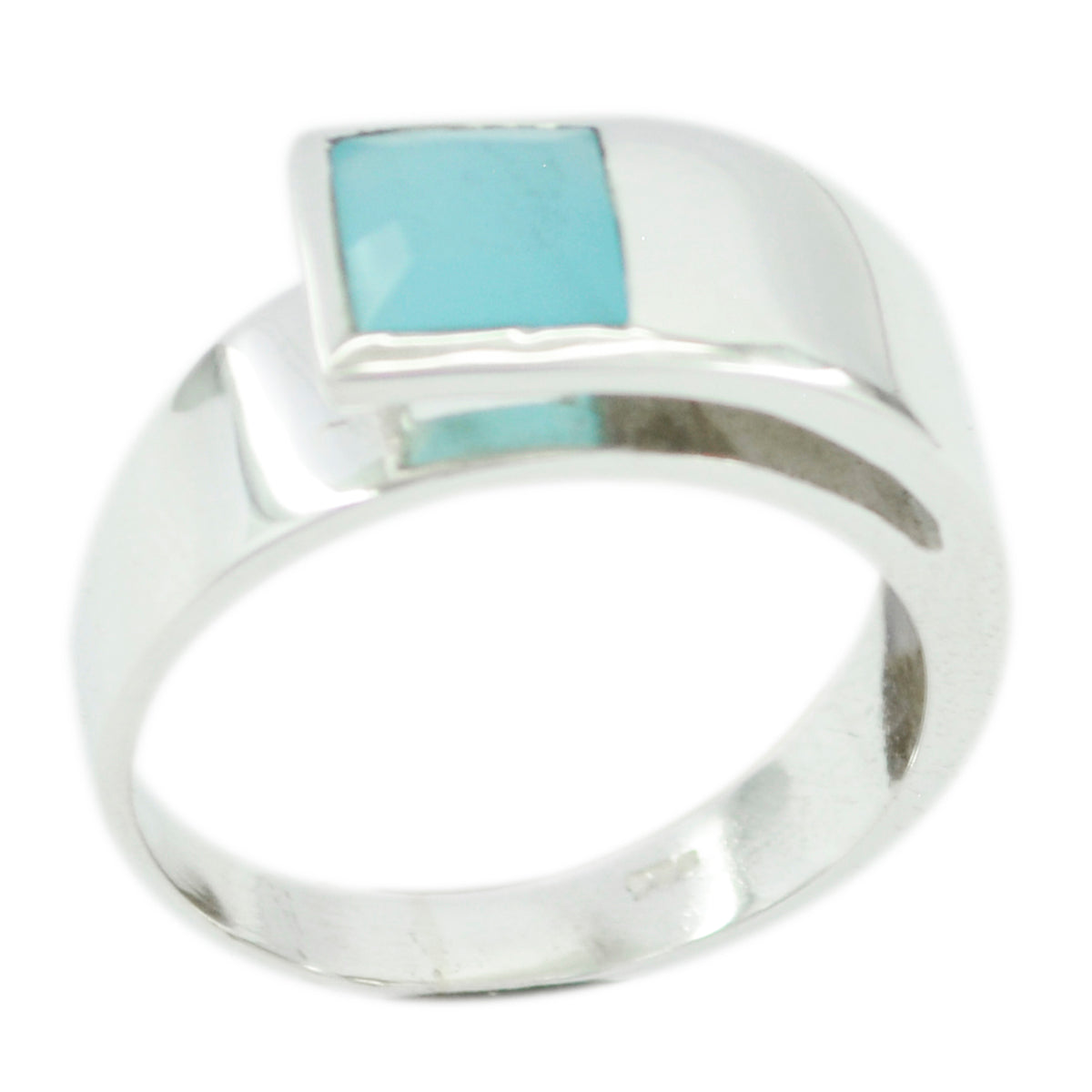 Araya Contemporary Blue Solitaire Ring Blue Chalcedony Blue