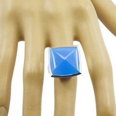 Lorena Blue Solitaire Ring with Square Gemstone