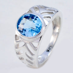 Natcha Rope-Wire Blue Solitaire Ring