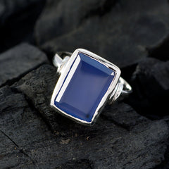 Lucia Blue Solitaire Ring with Square Gemstone