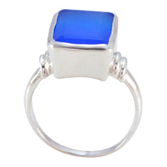 Lucia Blue Solitaire Ring with Square Gemstone
