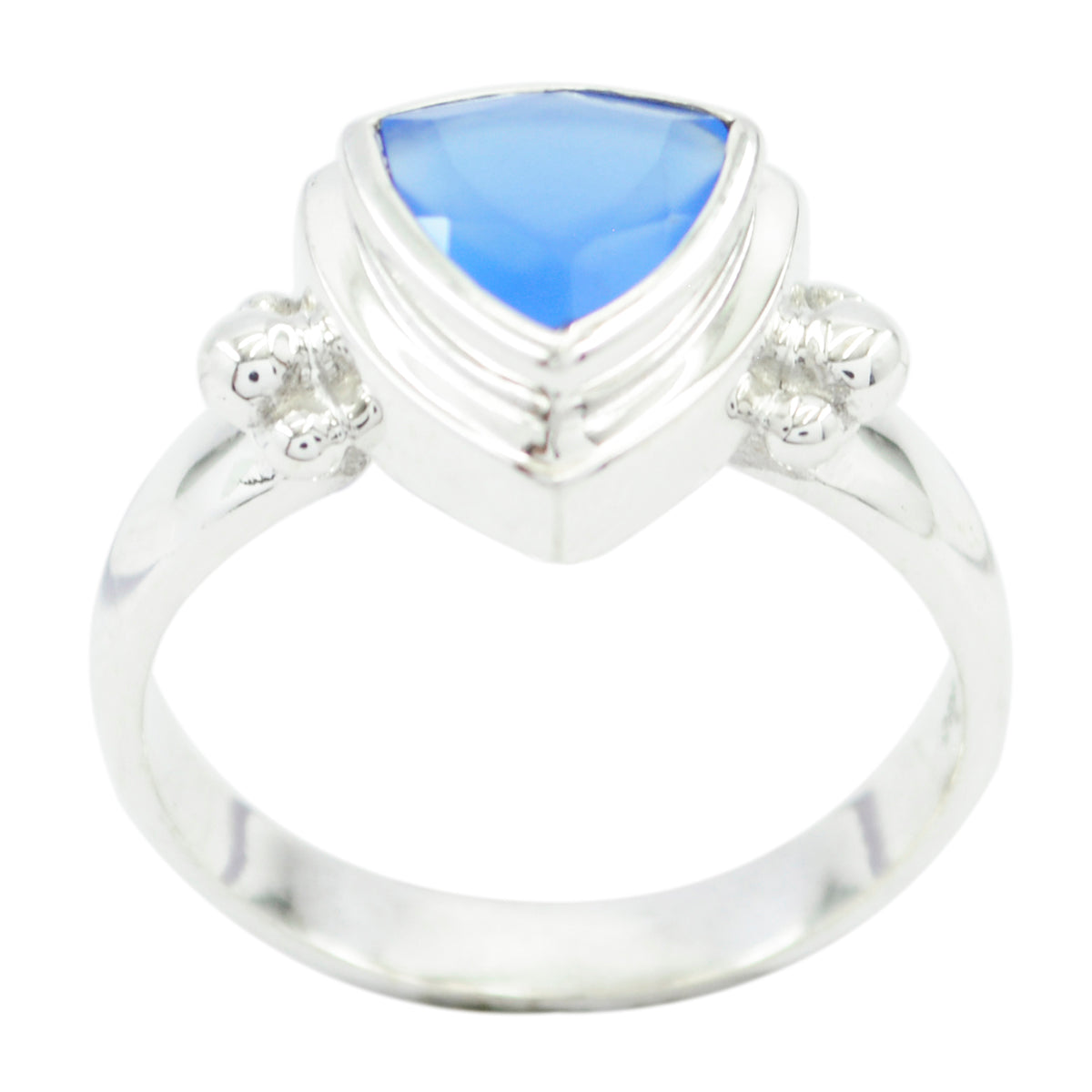 Ivana Blue Solitaire Ring with Elegant Silver Design Blue Chalcedony Blue