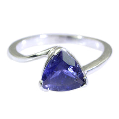 Meera Geometric Blue Solitaire Ring Iolite Blue