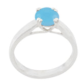 Ella Blue Solitaire Ring Elegant Silver Gemstone Jewelry Blue Chalcedony Blue