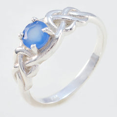Siti Blue Solitaire Ring with Elegant Silver Design