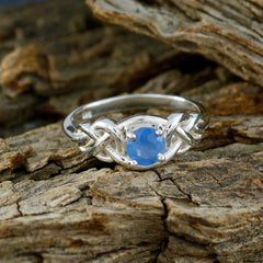 Siti Blue Solitaire Ring with Elegant Silver Design