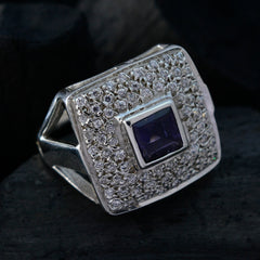 Renata Blue Stone Halo Ring Sterling Silver Jewelry