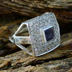 Renata Blue Stone Halo Ring Sterling Silver Jewelry