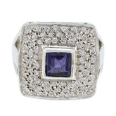 Renata Blue Stone Halo Ring Sterling Silver Jewelry Iolite Blue