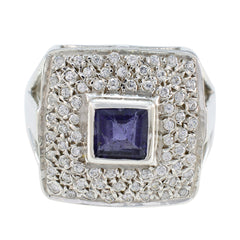 Renata Blue Stone Halo Ring Sterling Silver Jewelry Iolite Blue