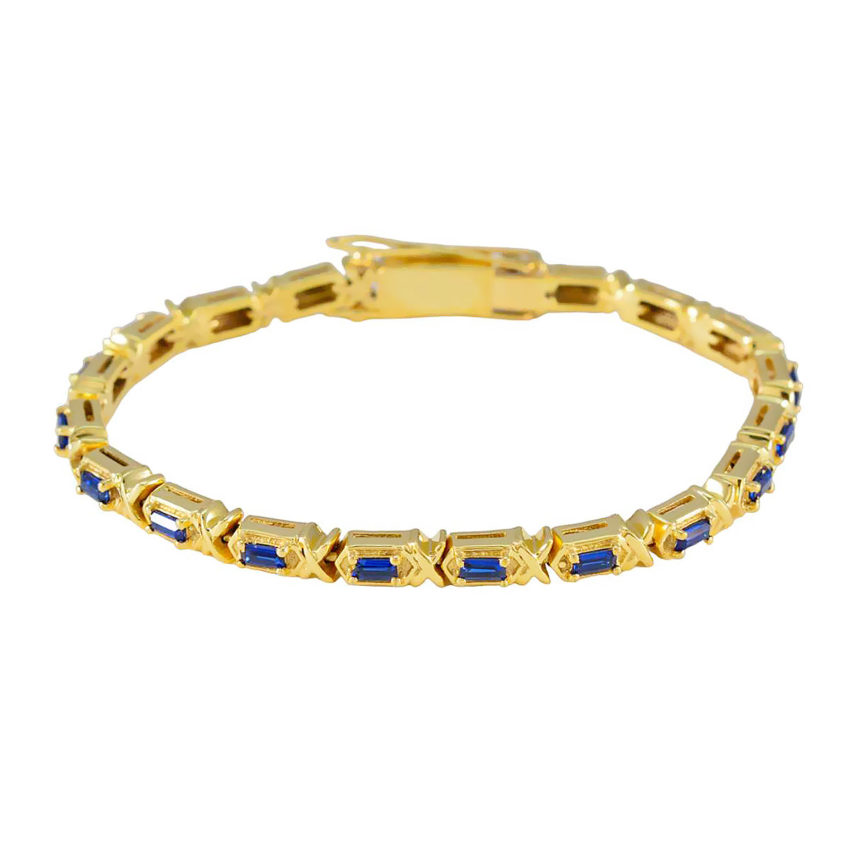 Julia Blue Tennis Bracelet Gift in Gold for Any Occasion Blue Supphire CZ Blue
