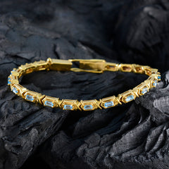 Katarina Blue Tennis Bracelet in Gold Tone