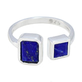 Camilla blue toi et moi ring with two rectangular blue stones set in sterling silver band