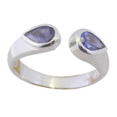 Lakshmi sterling silver open toi et moi ring with pear shaped blue gemstones blue toi et moi ring