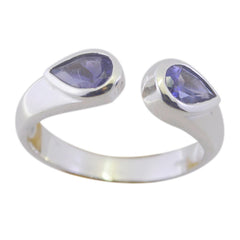 Lakshmi sterling silver open toi et moi ring with pear shaped blue gemstones blue toi et moi ring