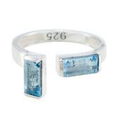 Emma silver adjustable blue toi et moi ring with two rectangular blue gemstones