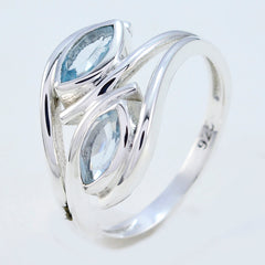 Micaela silver ring featuring two marquise blue stones blue toi et moi ring design
