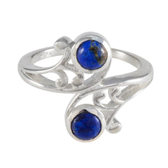 Antonia silver blue toi et moi ring with two lapis lazuli cabochons and decorative openwork band