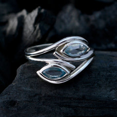 Micaela silver ring featuring two marquise blue gemstones in an elegant blue toi et moi ring design