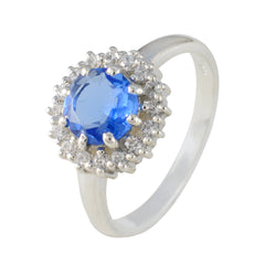 Dayana Boho Blue Halo Ring with Sparkling Gems