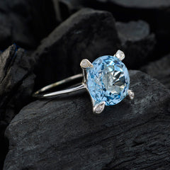 Natalie Boho Blue Halo Ring with Silver Band