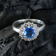 Dayana Boho Blue Halo Ring with Sparkling Gems