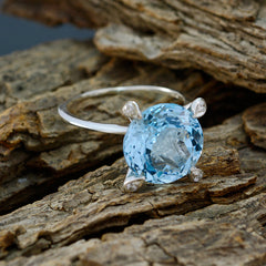 Natalie Boho Blue Halo Ring with Silver Band