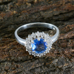 Dayana Boho Blue Halo Ring with Sparkling Gems