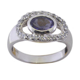 Kristine Boho Blue Halo Ring with Gemstone Accent Iolite Blue
