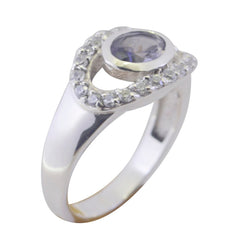 Kristine Boho Blue Halo Ring with Gemstone Accent