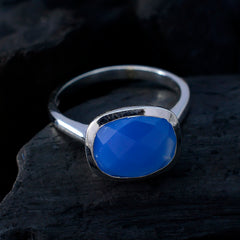 Riya Boho Blue Solitaire Ring with Faceted Gemstone