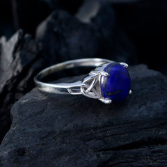 Lea Boho Blue Solitaire Ring with Oval Gemstone