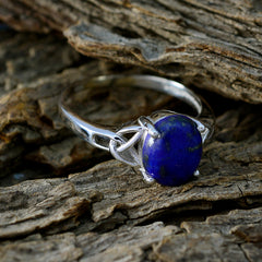 Lea Boho Blue Solitaire Ring with Oval Gemstone